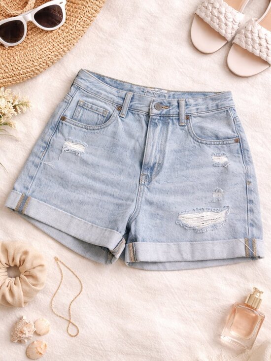 American Eagle Outfitters Pants - Light Wash Distressed Denim Shorts - Women